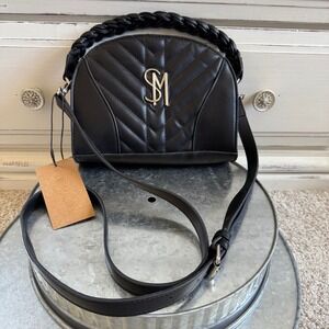 Steve Madden Black Quilted Crossbody Bag Braided Handle Purse NWT